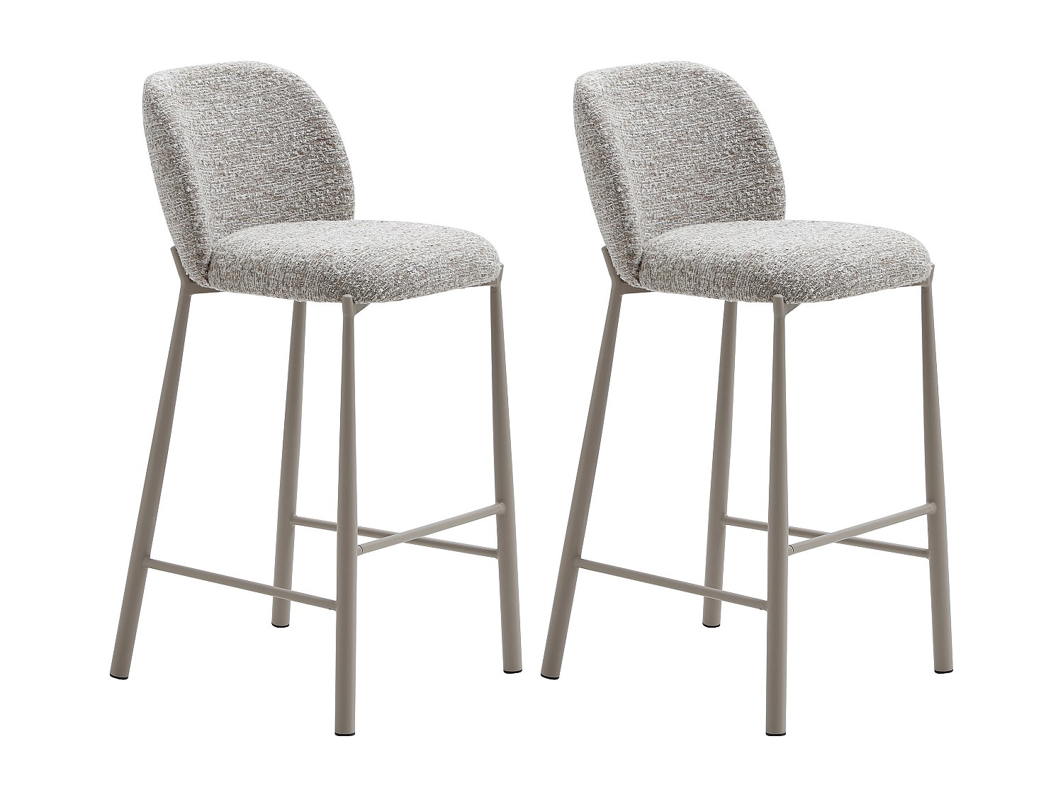 Hocker 2er-Set - Textilstoff & Metall Taupe - Beige - JIZAK günstig online kaufen