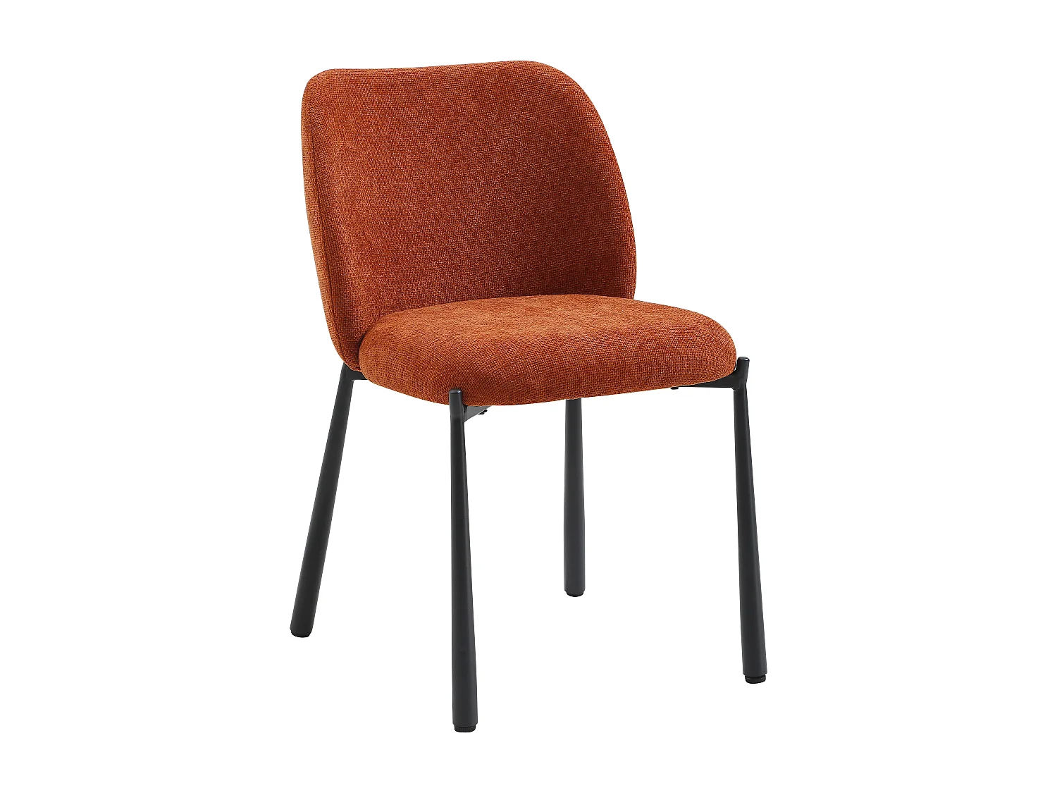 Lot de 2 chaises en tissu texturé et métal noir - Terracotta - JIZAK