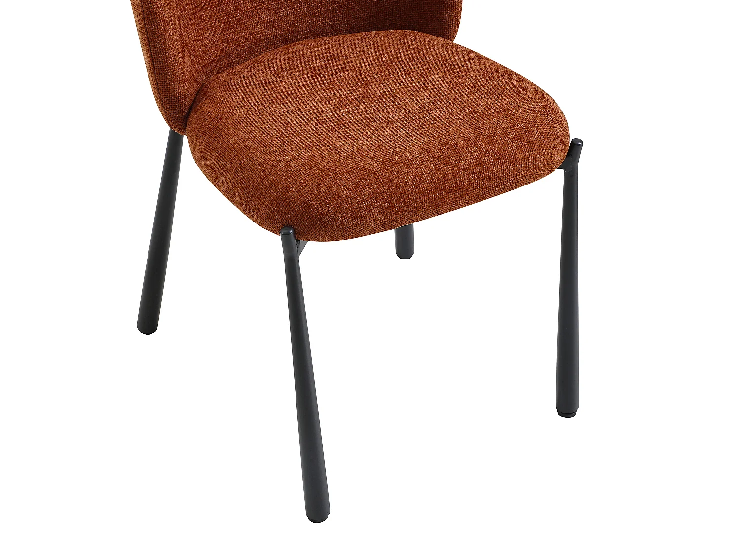 Lot de 2 chaises en tissu texturé et métal noir - Terracotta - JIZAK