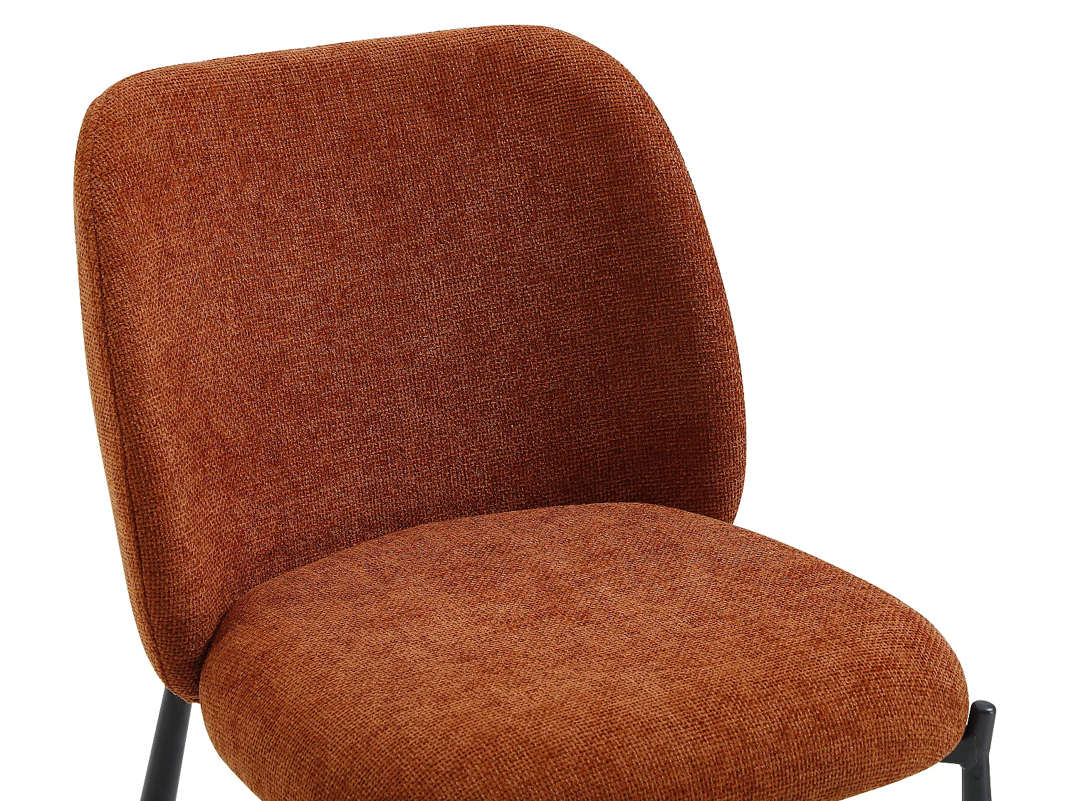 Lot de 2 chaises en tissu texturé et métal noir - Terracotta - JIZAK