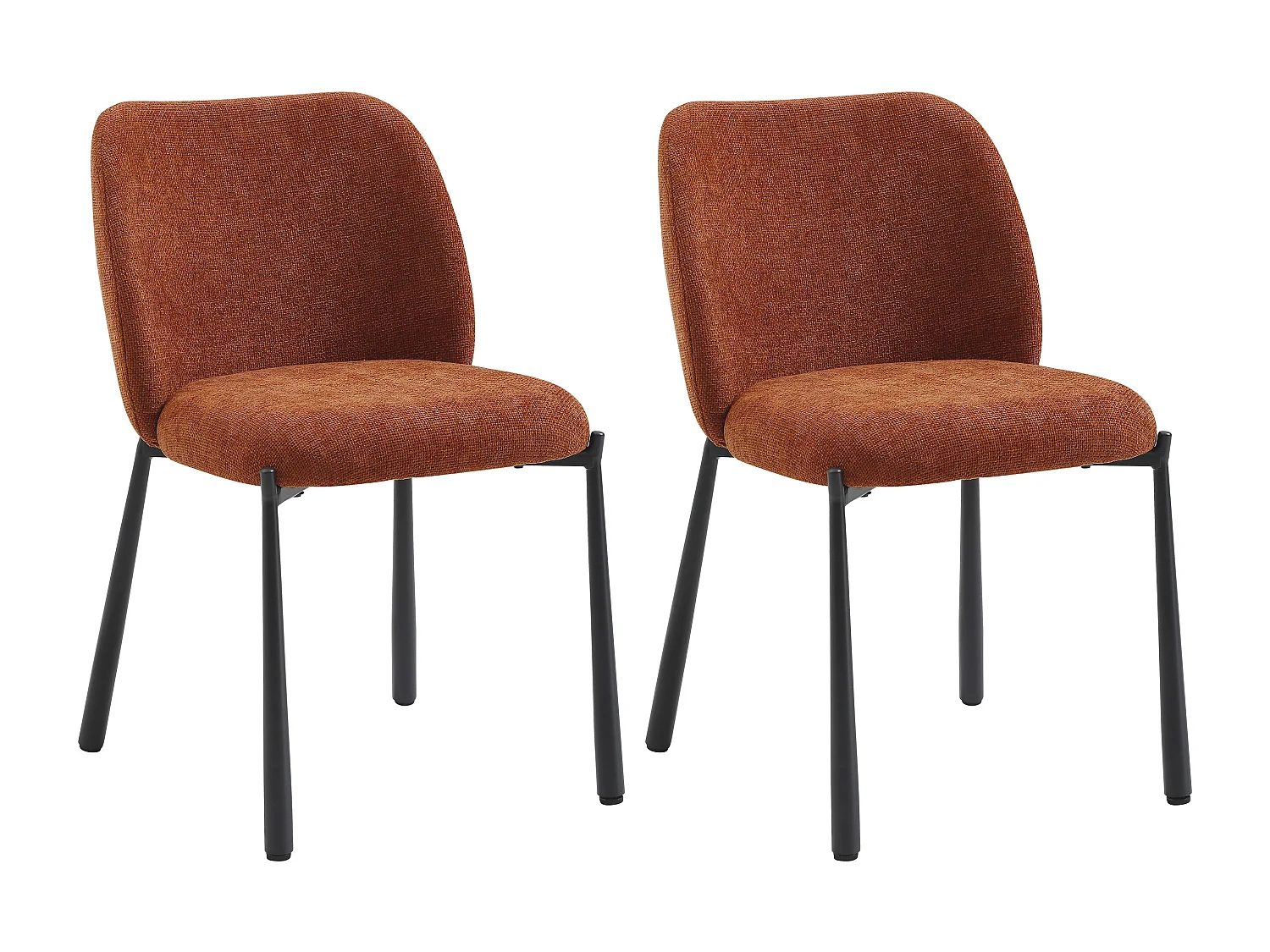 Lot de 2 chaises en tissu texturé et métal noir - Terracotta - JIZAK