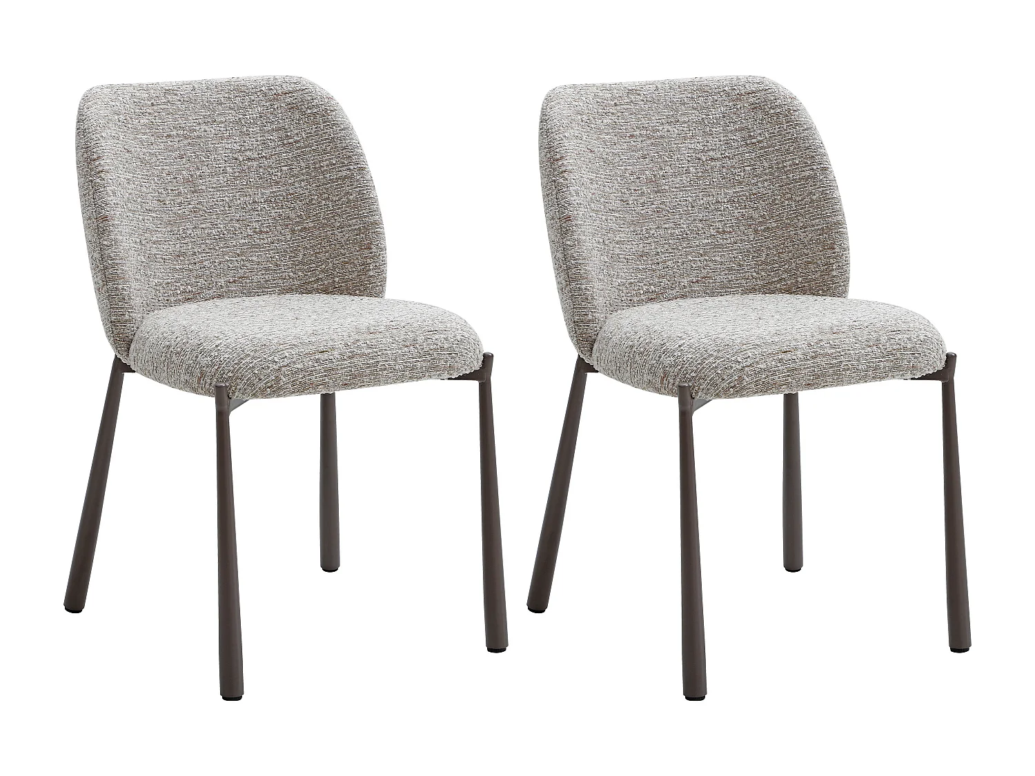 Lot de 2 chaises en tissu texturé et métal marron - Beige - JIZAK