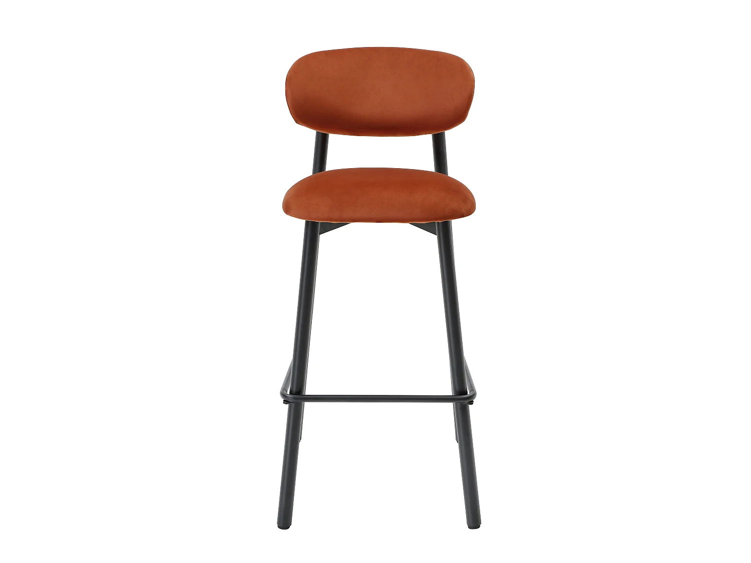 Lot de 2 tabourets en velours et métal noir - Terracotta - LAKABI