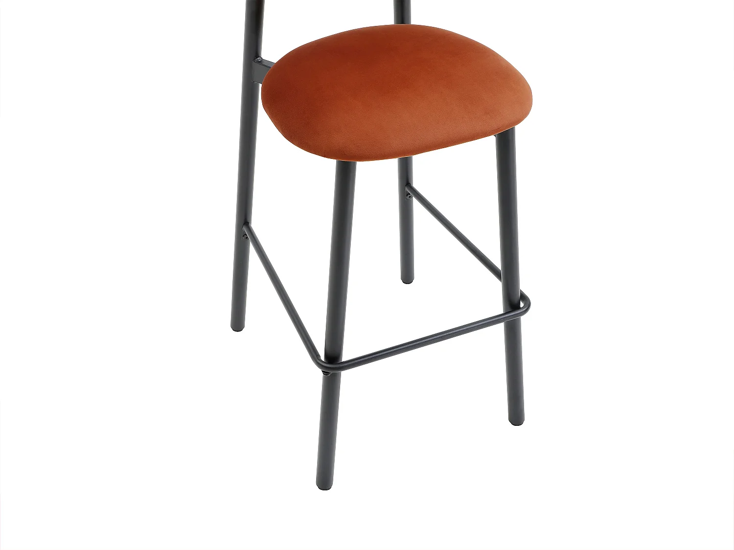 Lot de 2 tabourets en velours et métal noir - Terracotta - LAKABI