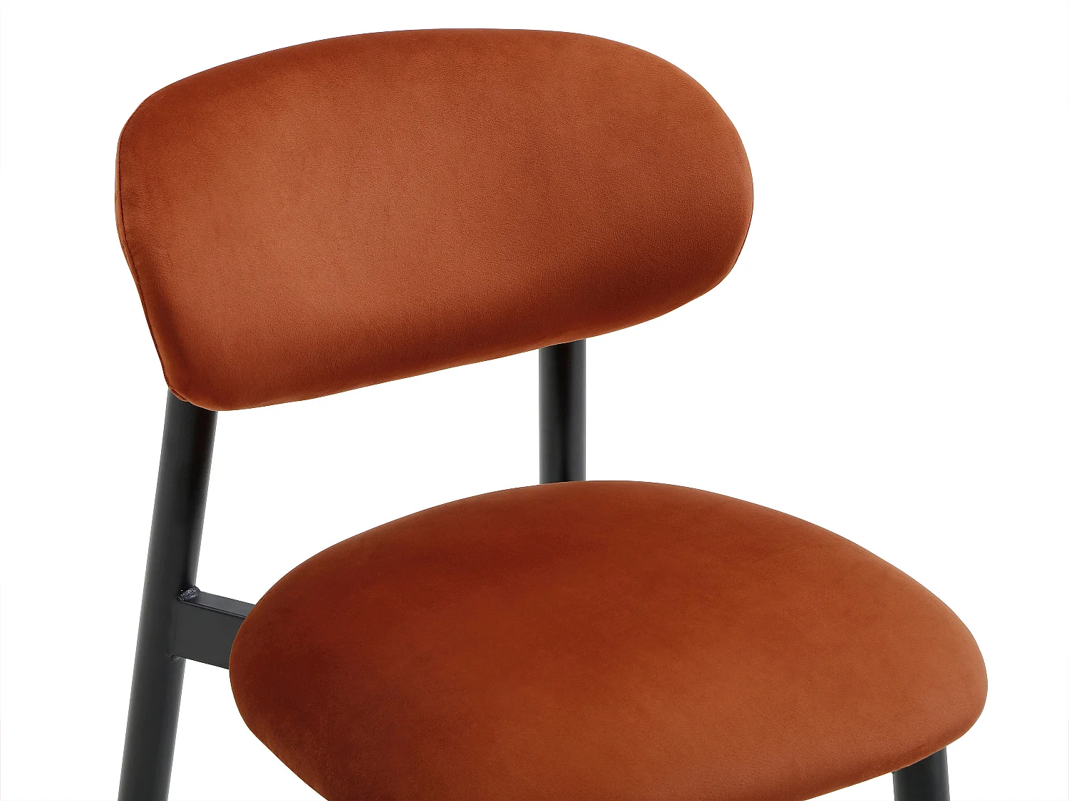 Lot de 2 tabourets en velours et métal noir - Terracotta - LAKABI