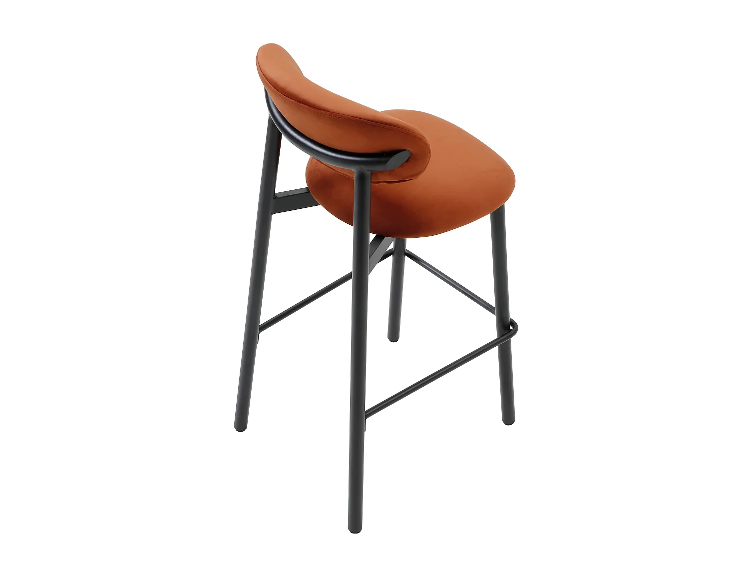 Lot de 2 tabourets en velours et métal noir - Terracotta - LAKABI