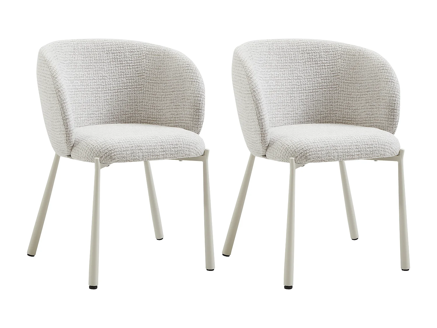 Lot de 2 chaises en tissu tweed et métal - Crème - SIJOLA