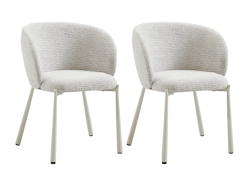 Set van 2 stoelen in tweed stof en metaal - Crème - SIJOLA