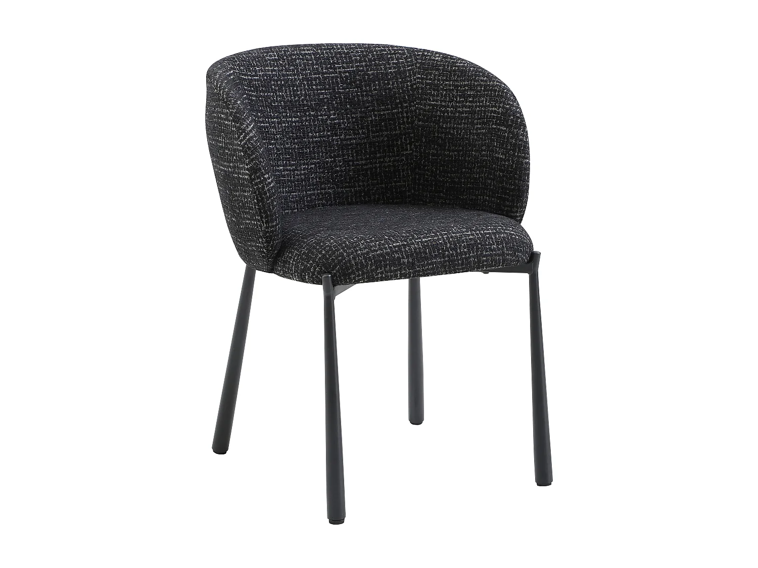 Lot de 2 chaises en tissu tweed et métal - Noir - SIJOLA