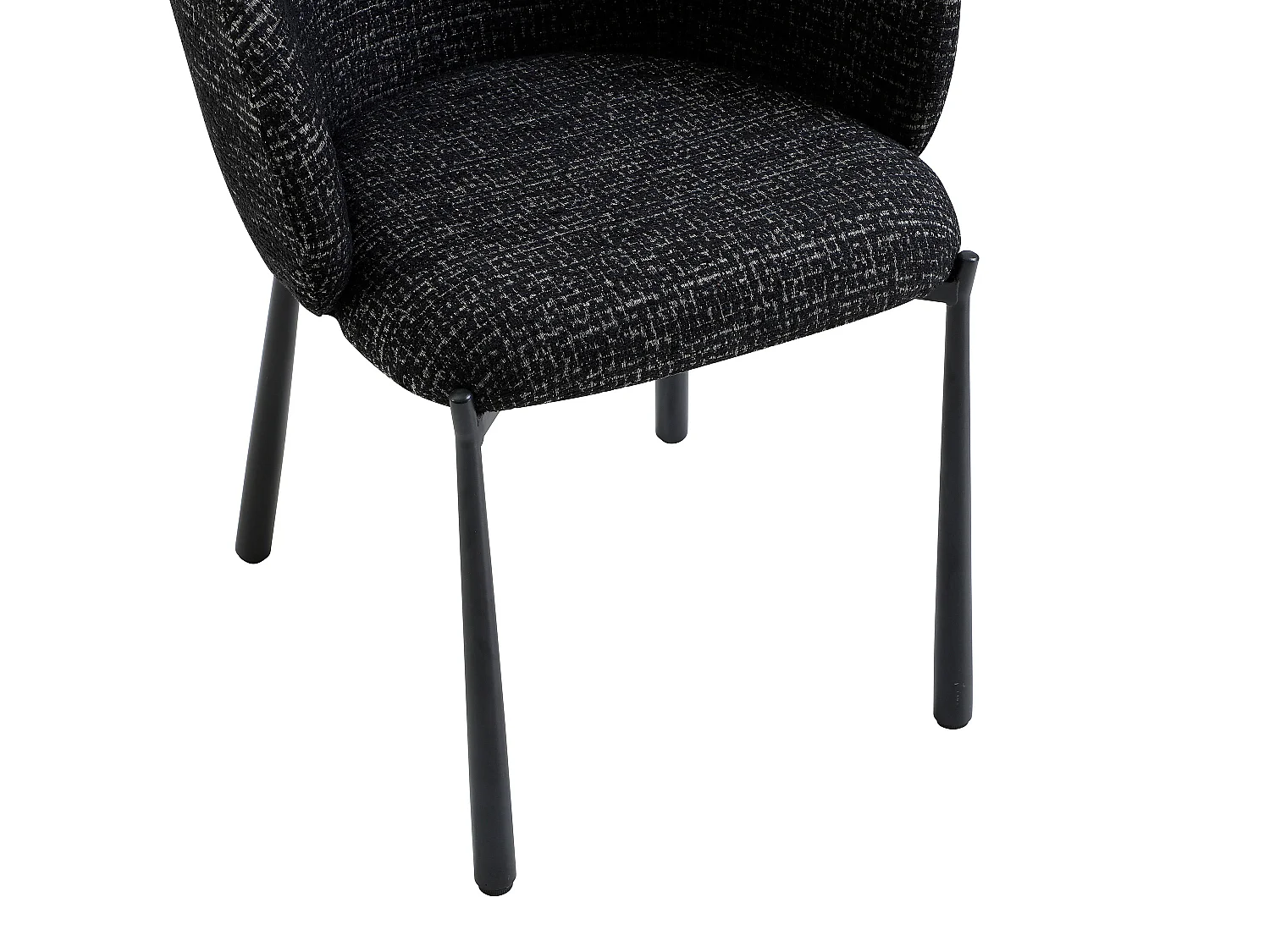 Lot de 2 chaises en tissu tweed et métal - Noir - SIJOLA