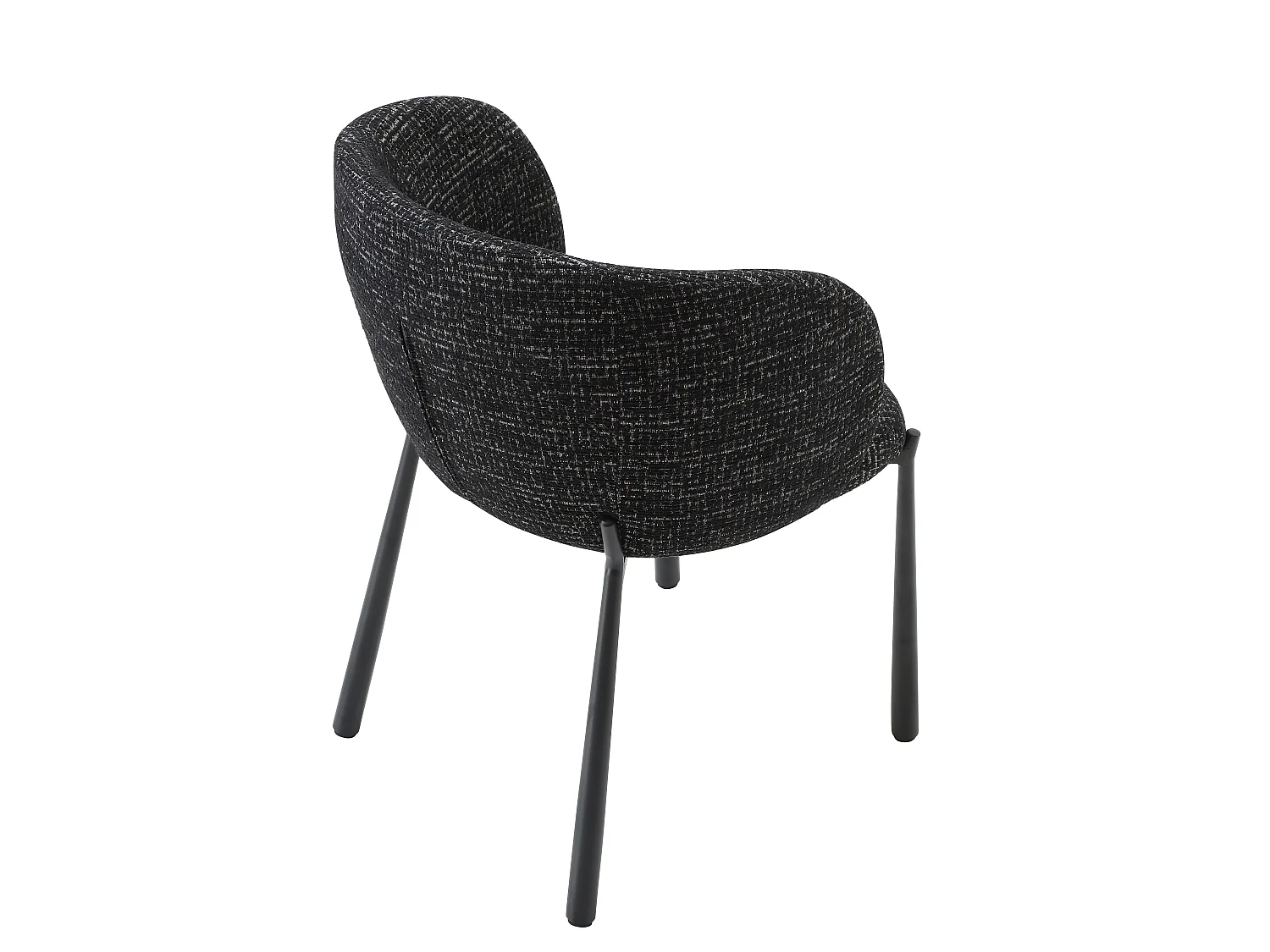 Lot de 2 chaises en tissu tweed et métal - Noir - SIJOLA