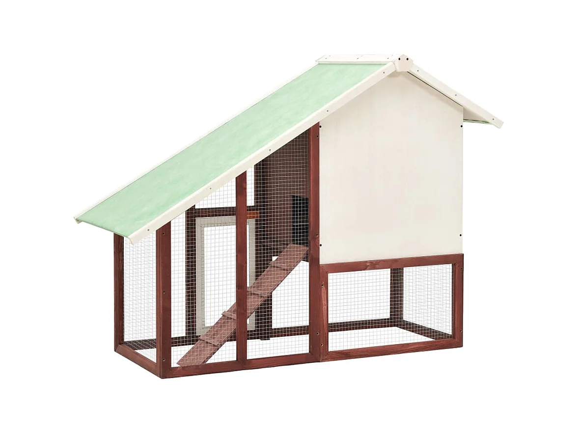 Clapier Moka et blanc 140x63x120 cm Bois de sapin massif