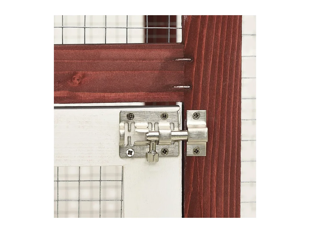 Clapier Moka et blanc 140x63x120 cm Bois de sapin massif