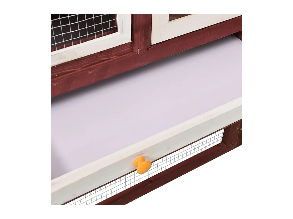 Clapier Moka et blanc 140x63x120 cm Bois de sapin massif