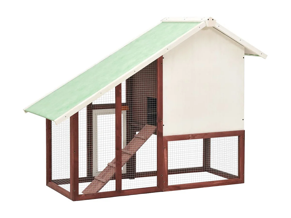 Clapier Moka et blanc 140x63x120 cm Bois de sapin massif