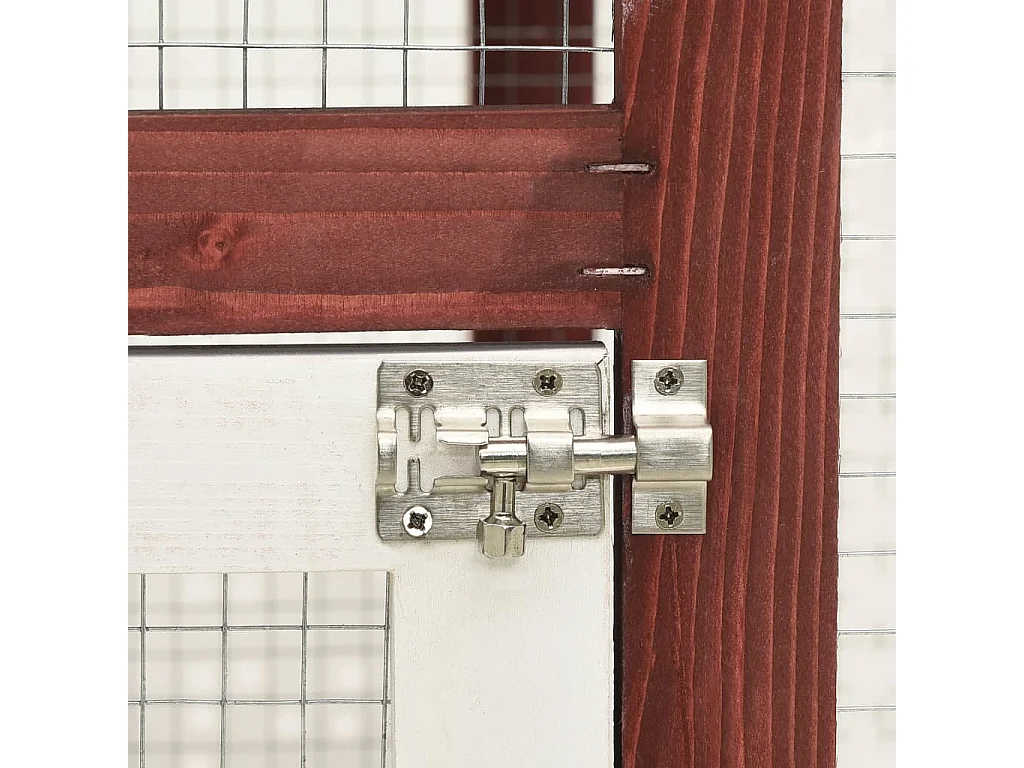 Clapier Moka et blanc 140x63x120 cm Bois de sapin massif