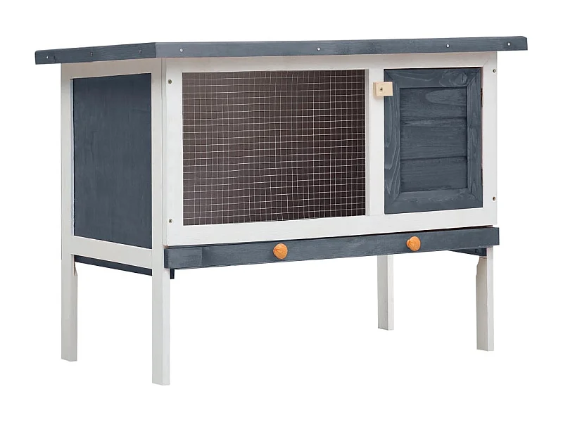 Clapier d'extérieur 1 niveau Gris Bois