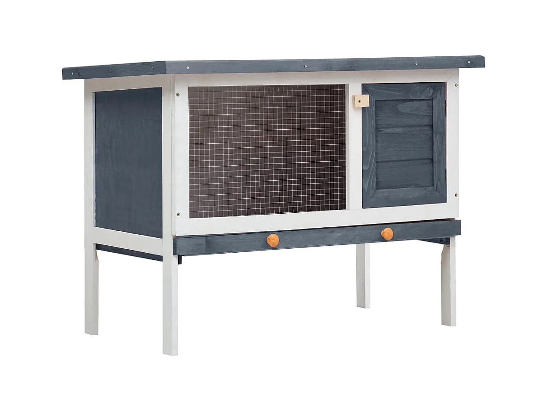 Clapier d'extérieur 1 niveau Gris Bois