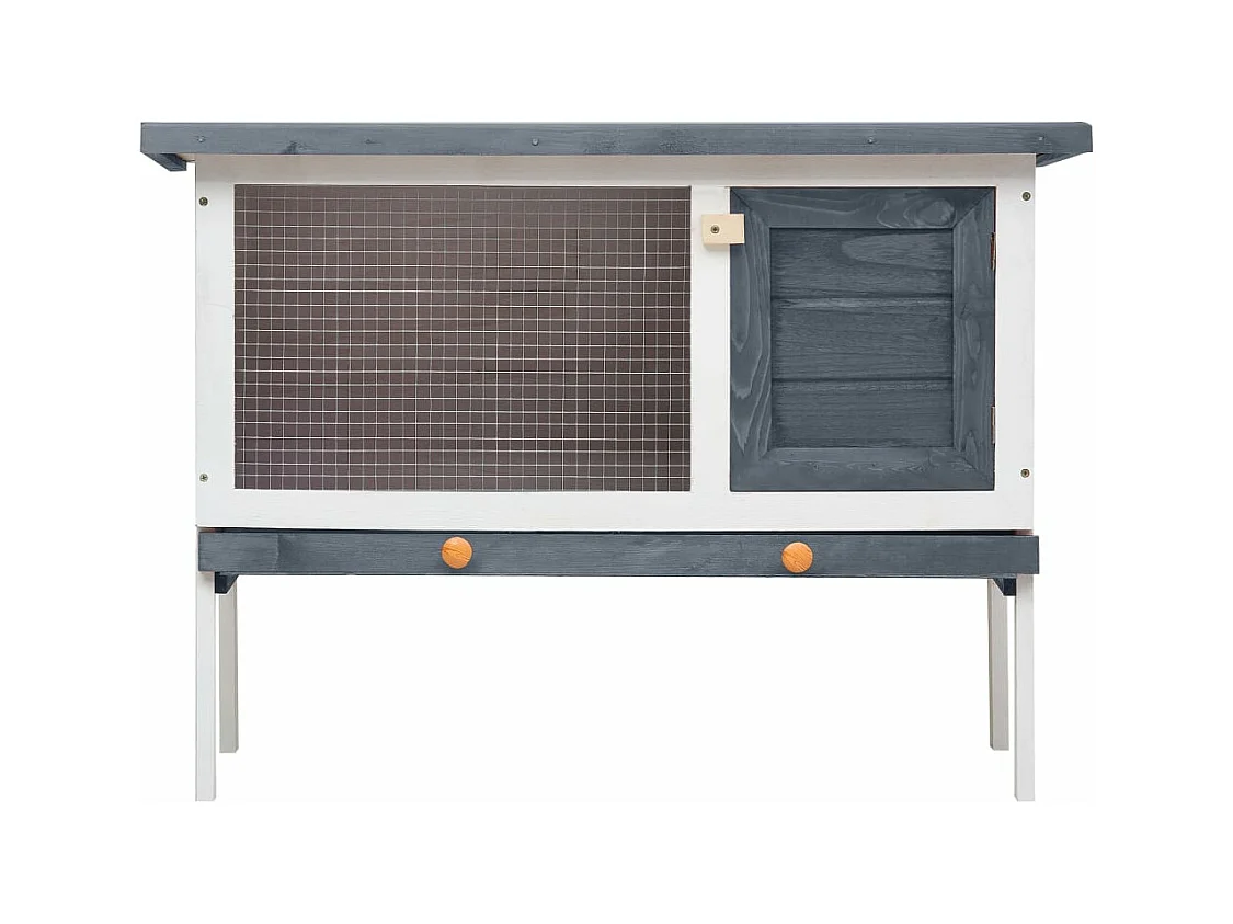 Clapier d'extérieur 1 niveau Gris Bois