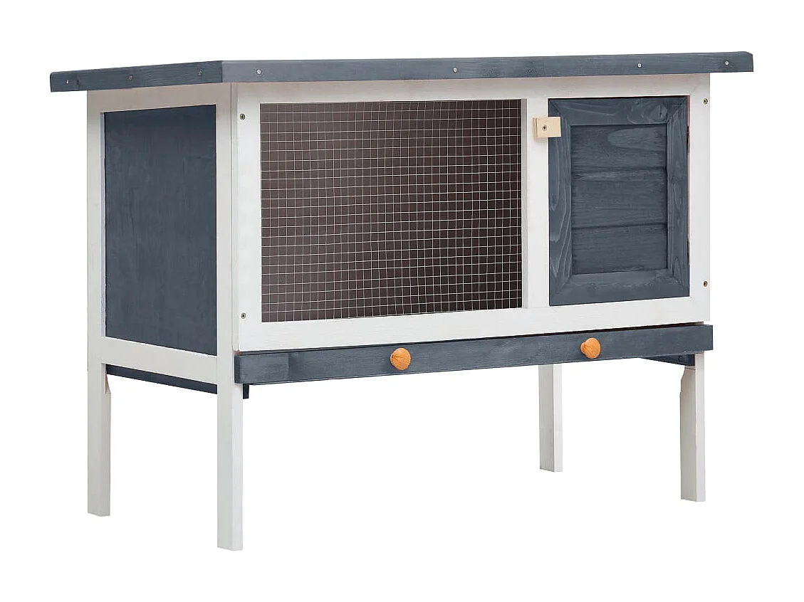 Clapier d'extérieur 1 niveau Gris Bois