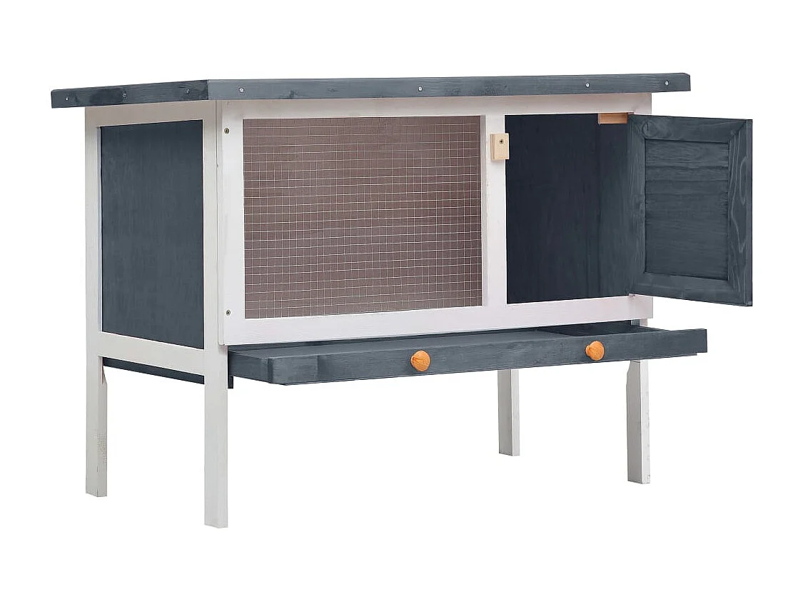 Clapier d'extérieur 1 niveau Gris Bois