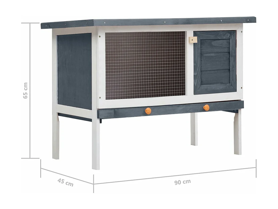 Clapier d'extérieur 1 niveau Gris Bois