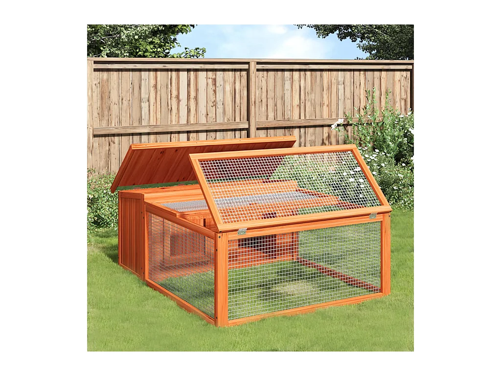 Clapier marron 117,5x97x47,5 cm bois de pin massif