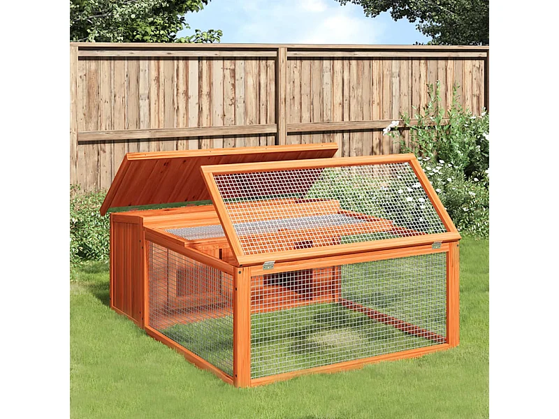 Clapier marron 117,5x97x47,5 cm bois de pin massif