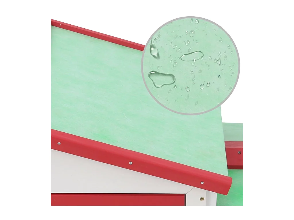 Clapier large d'extérieur Rouge et blanc 145x45x84 cm Bois