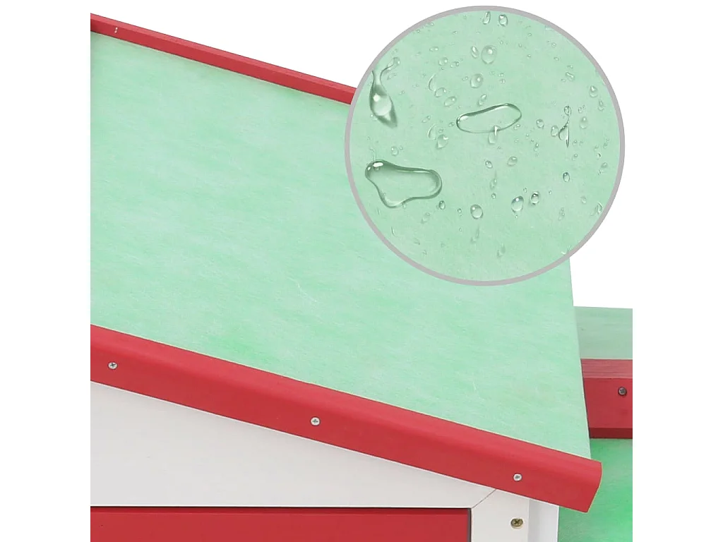 Clapier large d'extérieur Rouge et blanc 145x45x84 cm Bois