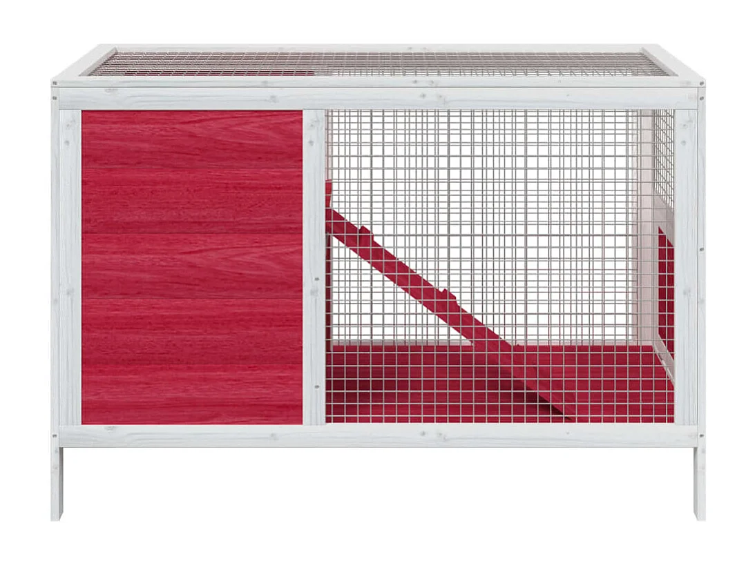 Clapier rouge 103x44x69,5 cm bois de pin massif