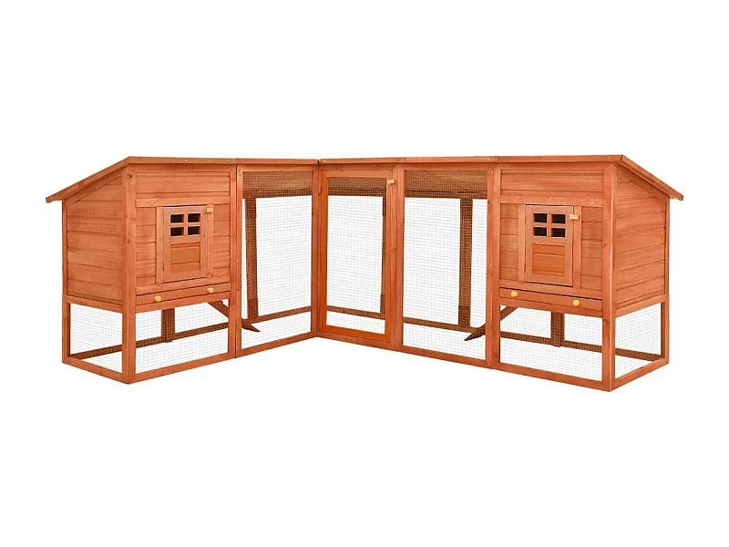 Clapier d'extérieur avec piste Marron Bois de sapin solide