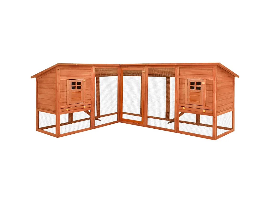 Clapier d'extérieur avec piste Marron Bois de sapin solide