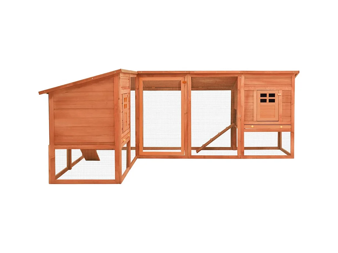 Clapier d'extérieur avec piste Marron Bois de sapin solide