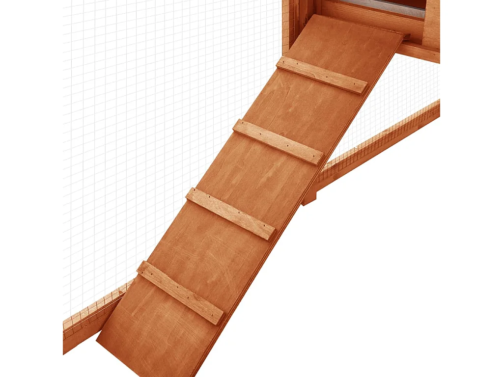 Clapier d'extérieur avec piste Marron Bois de sapin solide