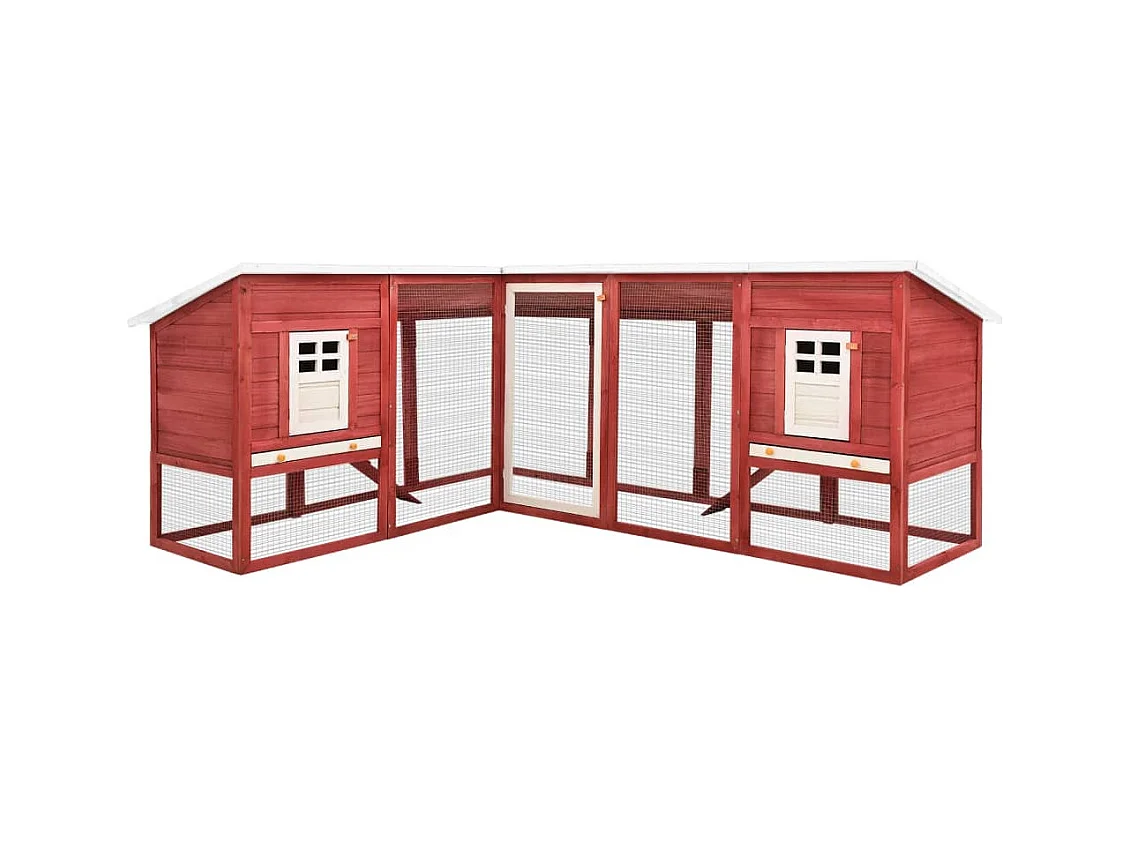 Clapier d'extérieur avec piste Rouge et blanc Bois de sapin