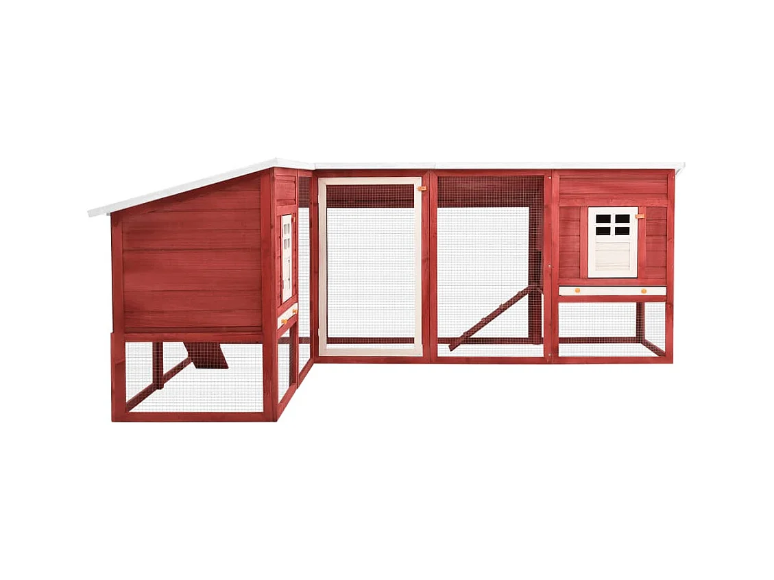 Clapier d'extérieur avec piste Rouge et blanc Bois de sapin