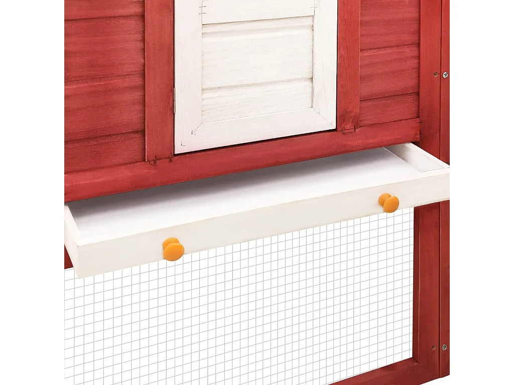 Clapier d'extérieur avec piste Rouge et blanc Bois de sapin