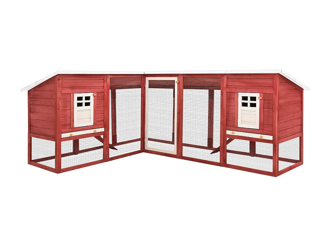 Clapier d'extérieur avec piste Rouge et blanc Bois de sapin