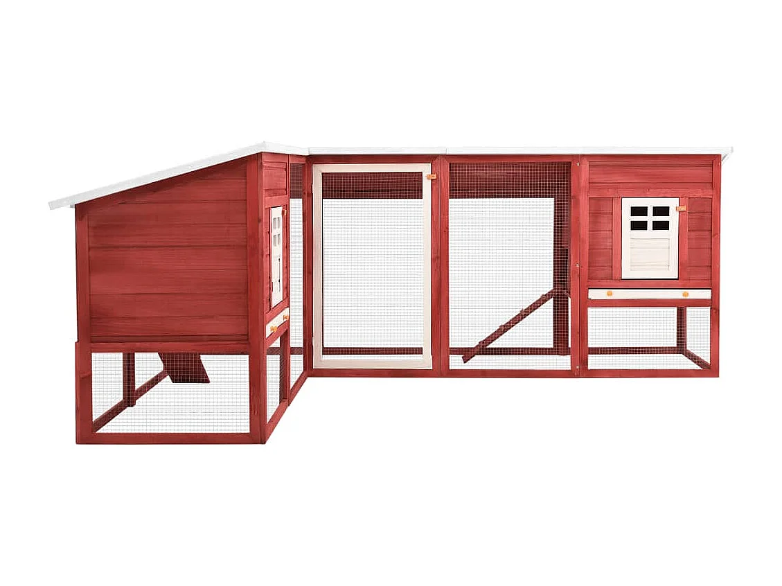 Clapier d'extérieur avec piste Rouge et blanc Bois de sapin