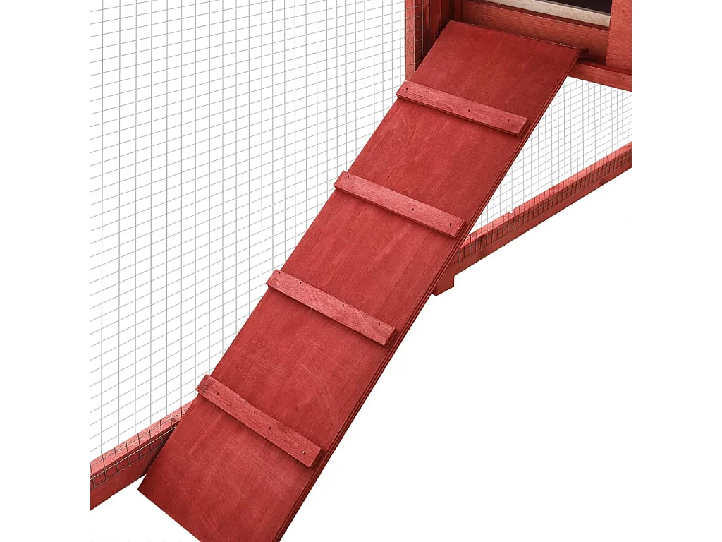 Clapier d'extérieur avec piste Rouge et blanc Bois de sapin