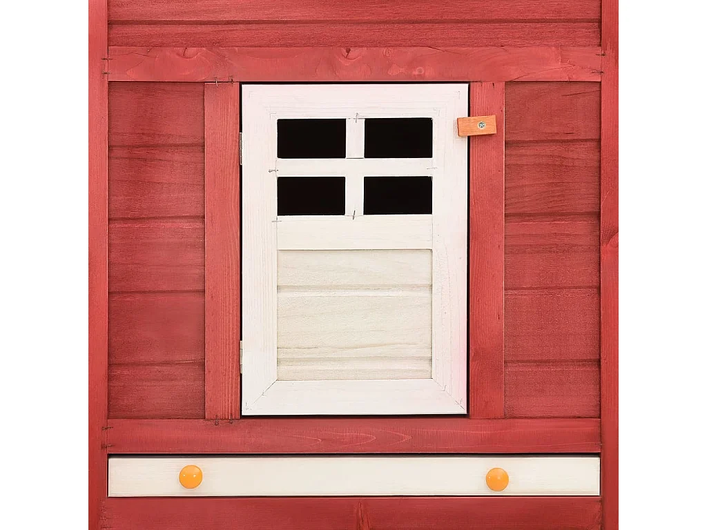 Clapier d'extérieur avec piste Rouge et blanc Bois de sapin