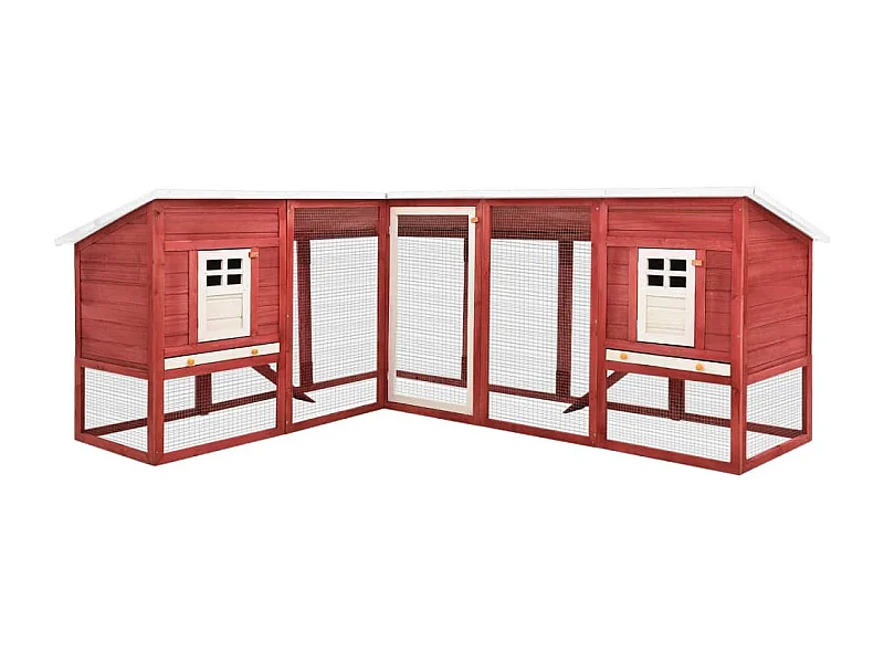 Clapier d'extérieur avec piste Rouge et blanc Bois de sapin