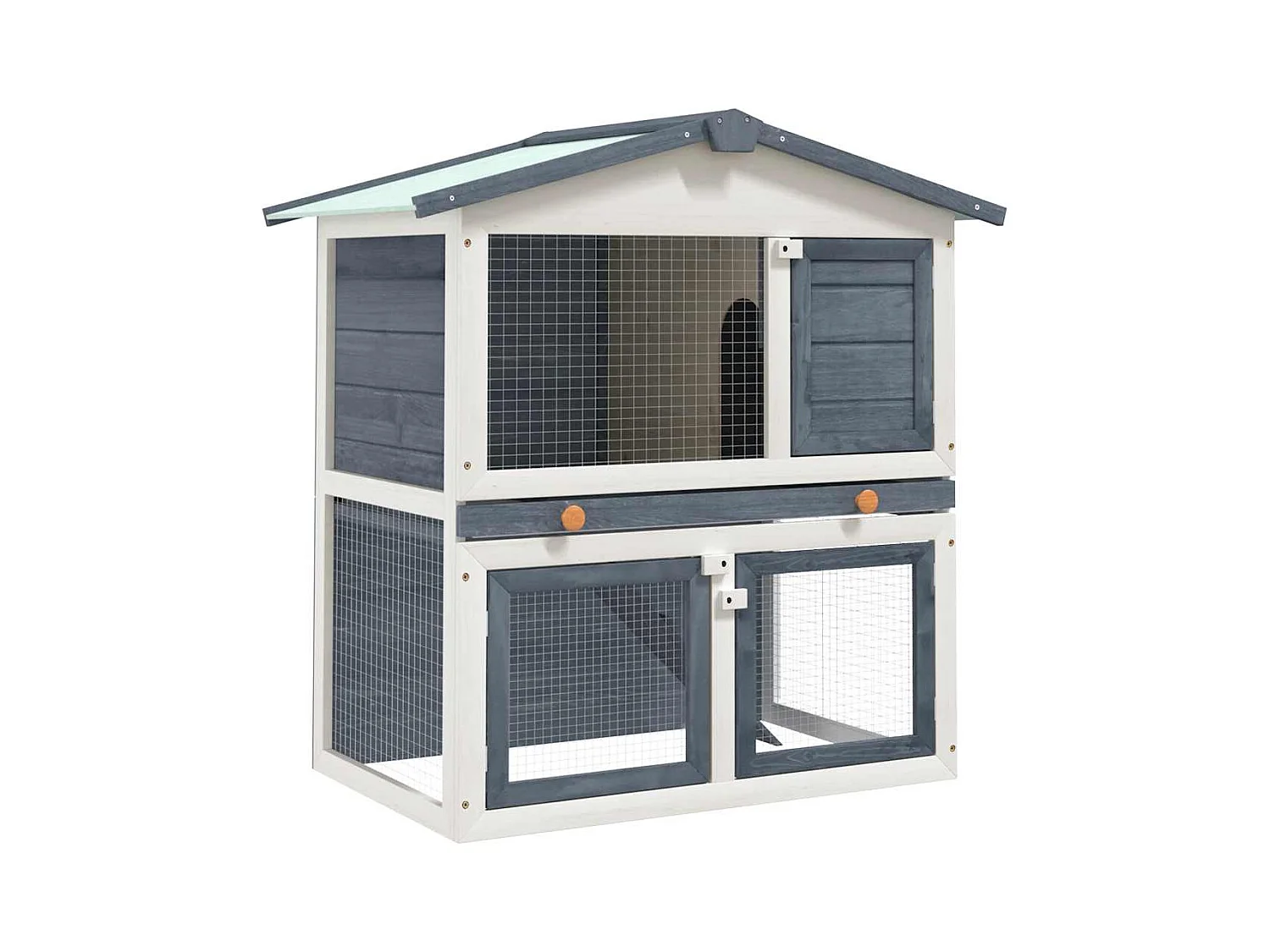 Clapier d'extérieur 3 portes Gris Bois