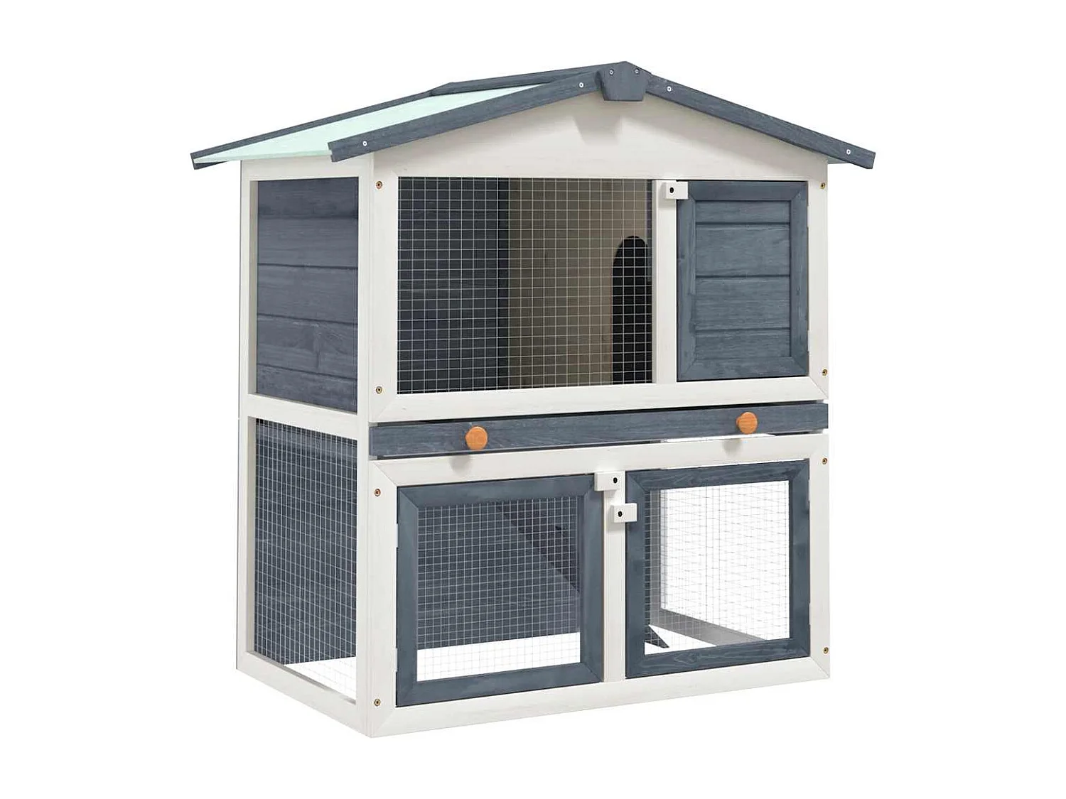 Clapier d'extérieur 3 portes Gris Bois