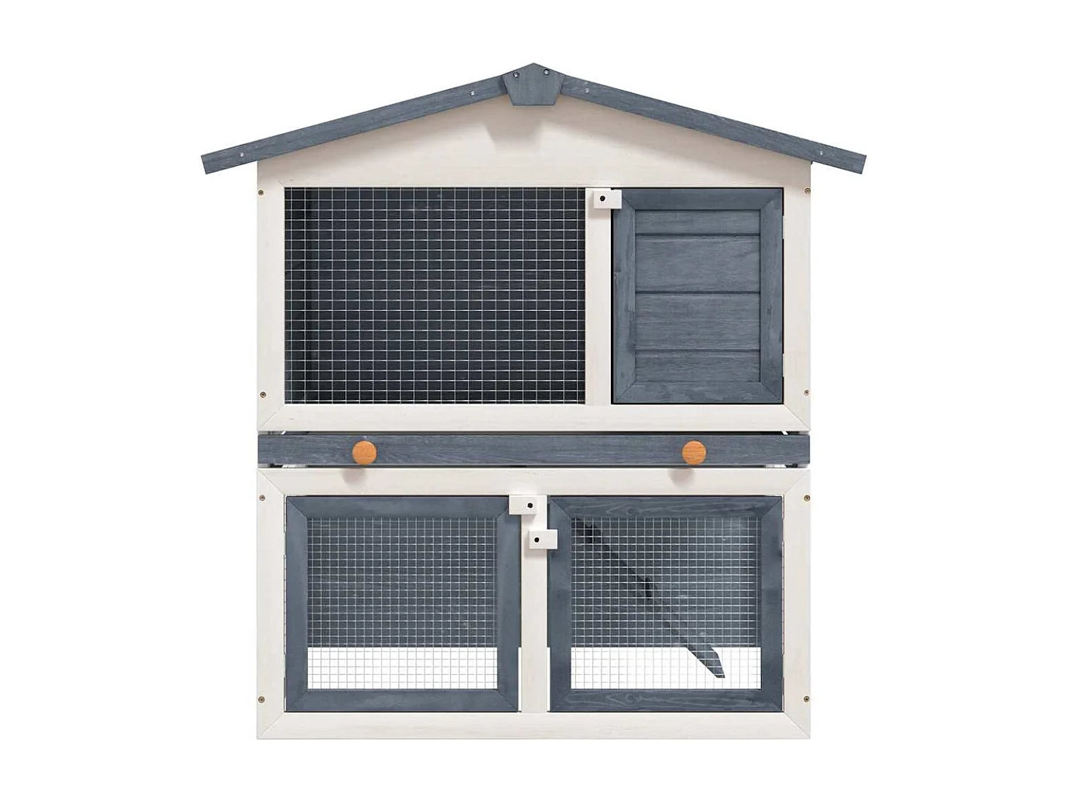 Clapier d'extérieur 3 portes Gris Bois