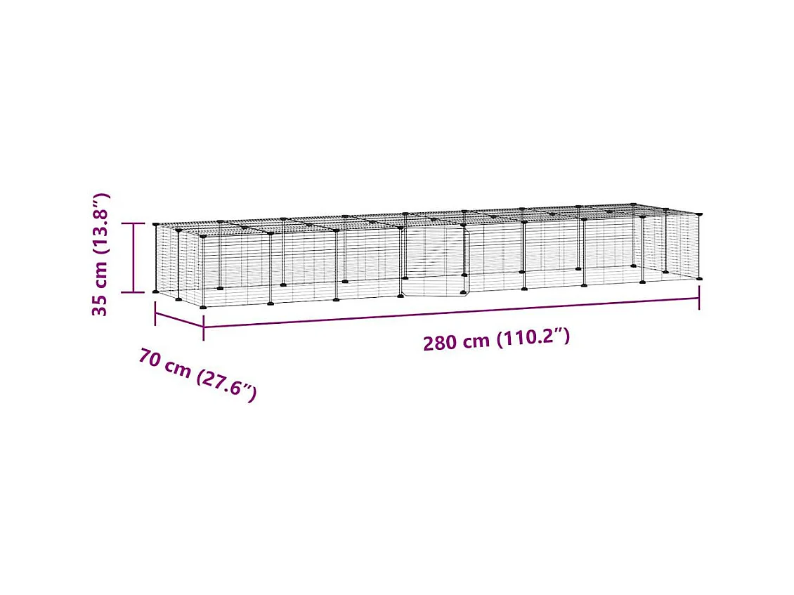 Cage animaux de compagnie à 36 panneaux et porte Noir 35x35 cm