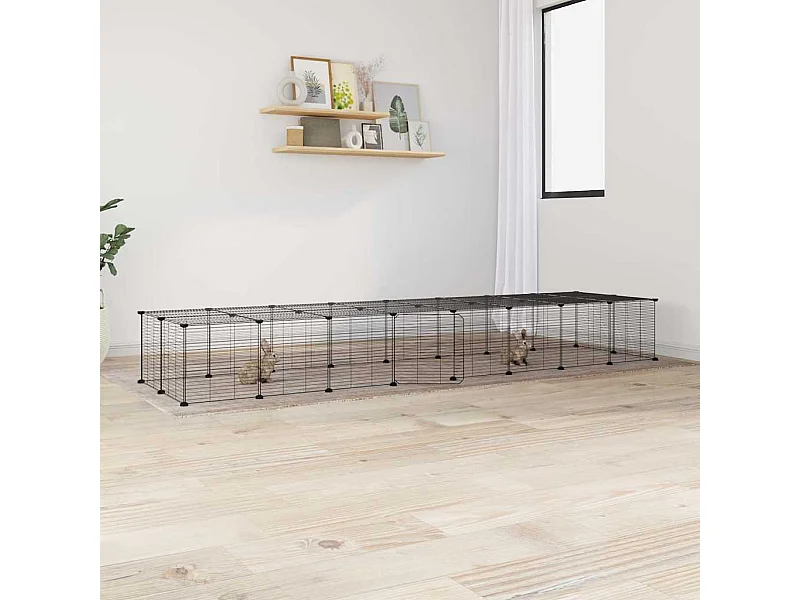 Haustierkäfig mit 36 Paneelen und Tür, Schwarz, 35 x 35 cm