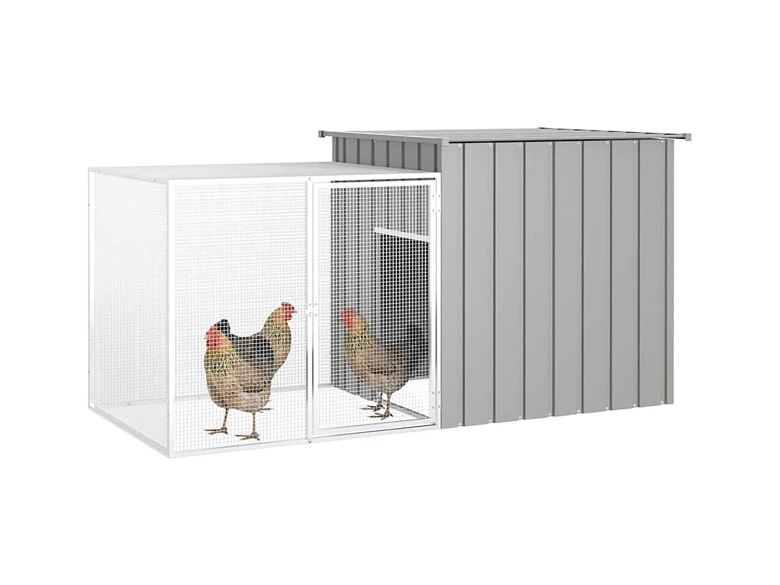 Cage pour poules Gris 200x91x100 cm Acier galvanisé