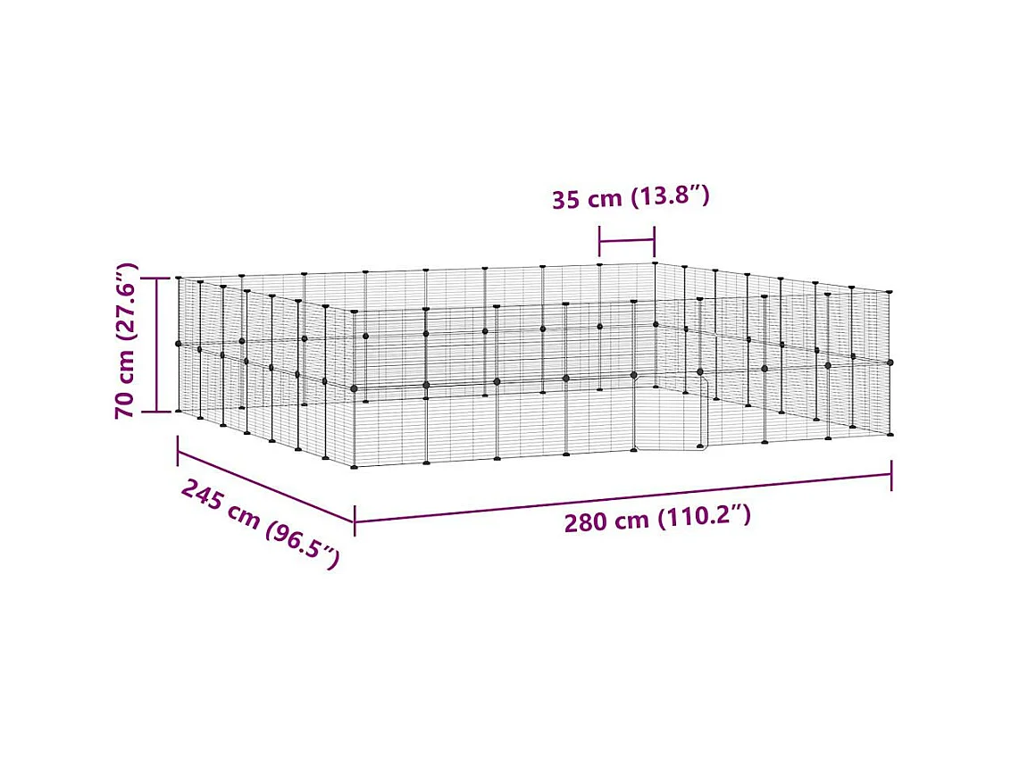 Cage animaux de compagnie à 60 panneaux et porte Noir 35x35 cm